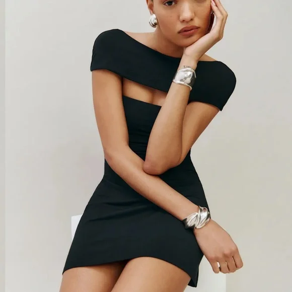 Reformation Black Mini Dress - Picture 2 of 8